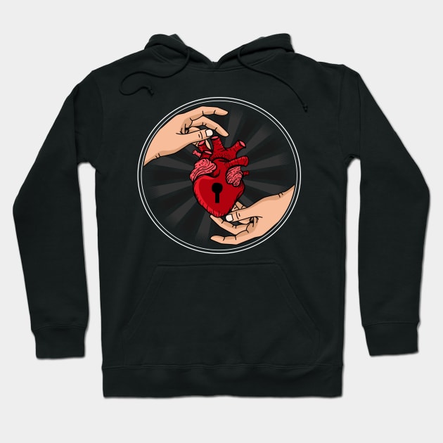 hands with heart locked Hoodie by Mako Design 